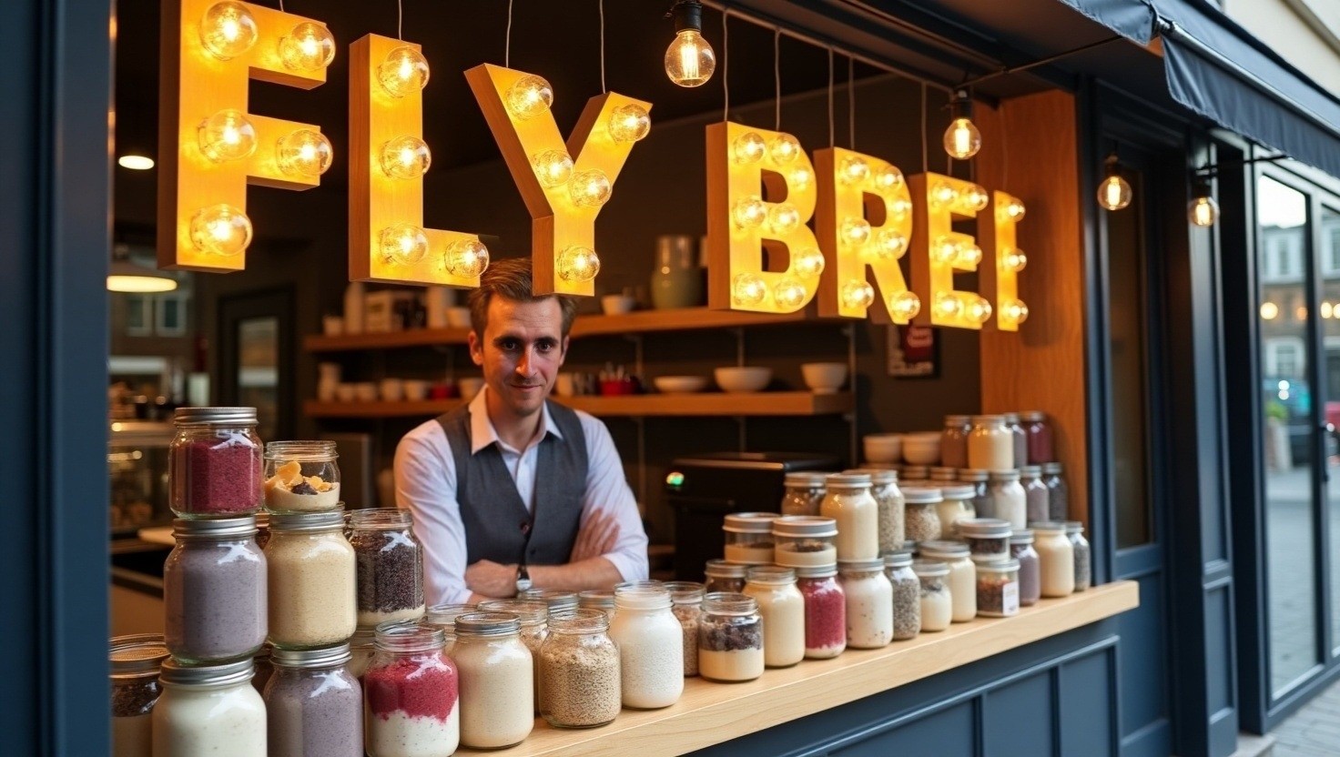 Köstlicher Brei mit Beeren und Nüssen